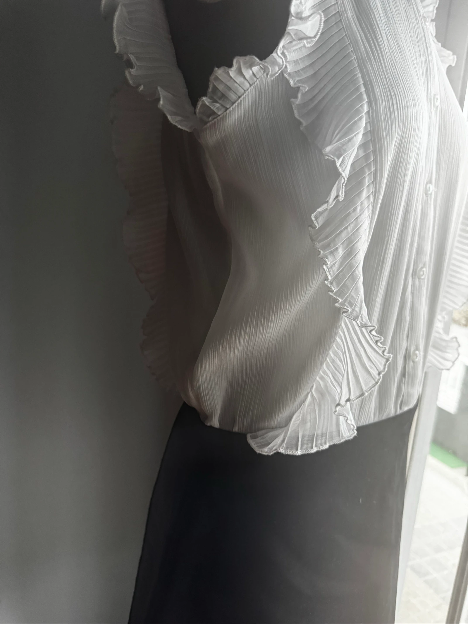 Vestido Formal Zara Trafaluc M | Negro y Blanco | Elegante | Volantes | Oficina & Eventos – photo 3